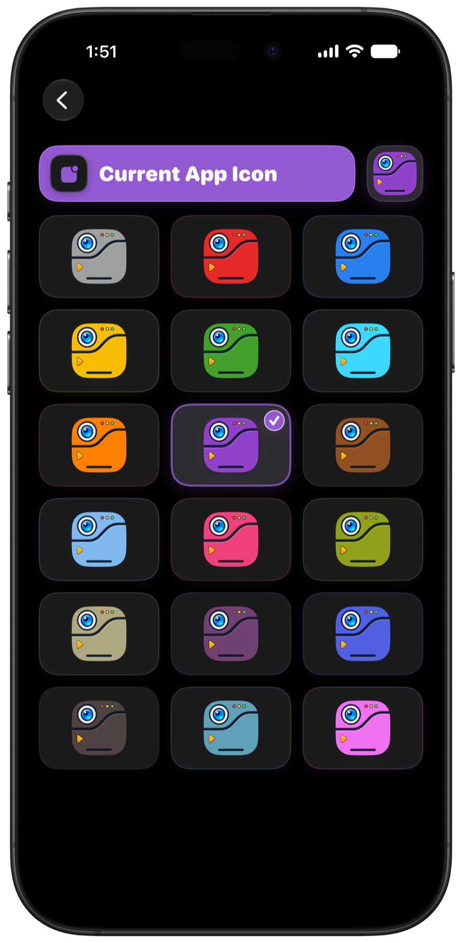 Type-inspired app icons included with The Type Chart Pro in Dark Mode